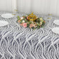90"x156" White Black Wave Mesh Rectangular Tablecloth With Embroidered Sequins