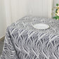 90"x156" White Black Wave Mesh Rectangular Tablecloth With Embroidered Sequins