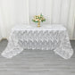 90"x156" White Black Wave Mesh Rectangular Tablecloth With Embroidered Sequins
