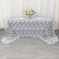 90"x156" White Black Wave Mesh Rectangular Tablecloth With Embroidered Sequins