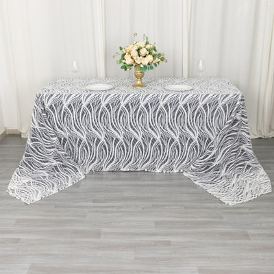 Versatility of the White Black Wave Mesh Tablecloth