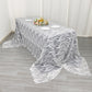 90"x156" White Black Wave Mesh Rectangular Tablecloth With Embroidered Sequins
