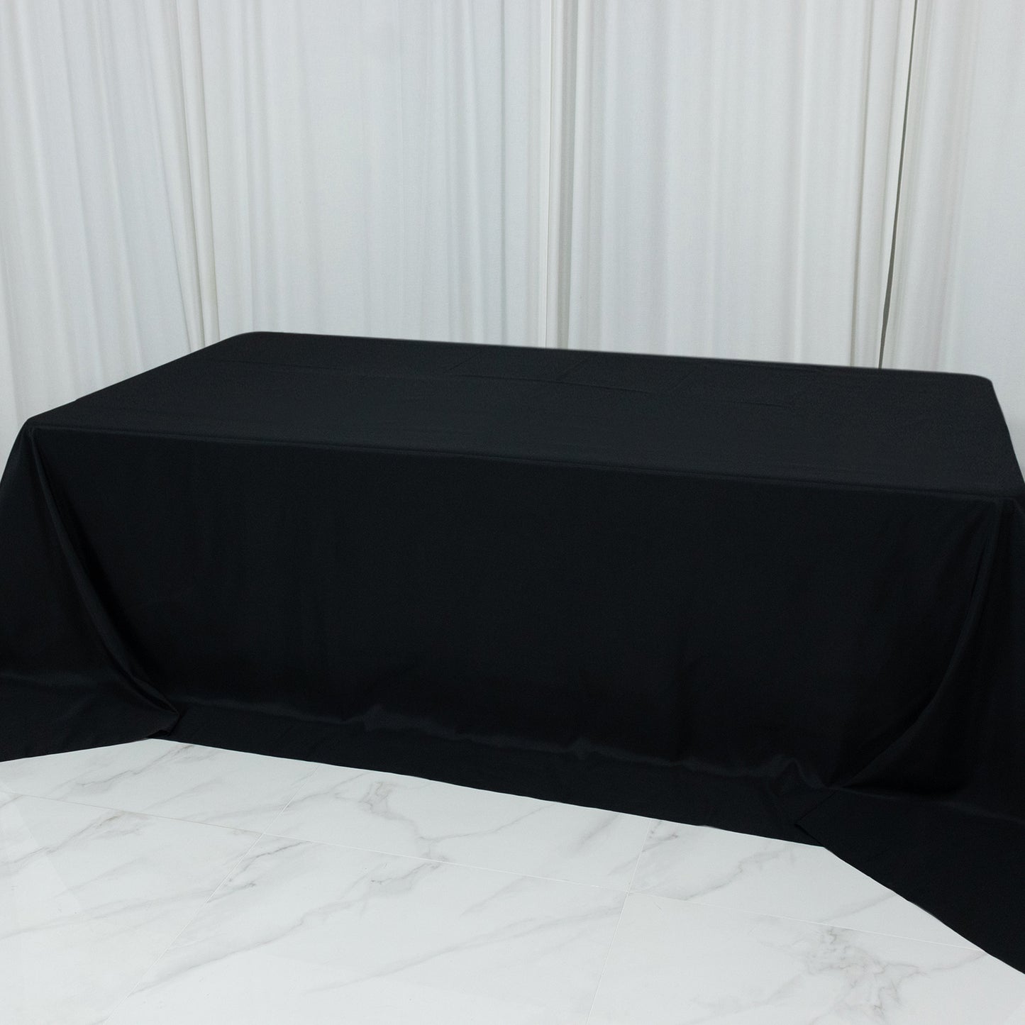 Black Polyester Rectangular King Tablecloth – 108" x 156" Extra-Wide, Wrinkle-Resistant Banquet Linen for Catering, Events & 8ft Tables