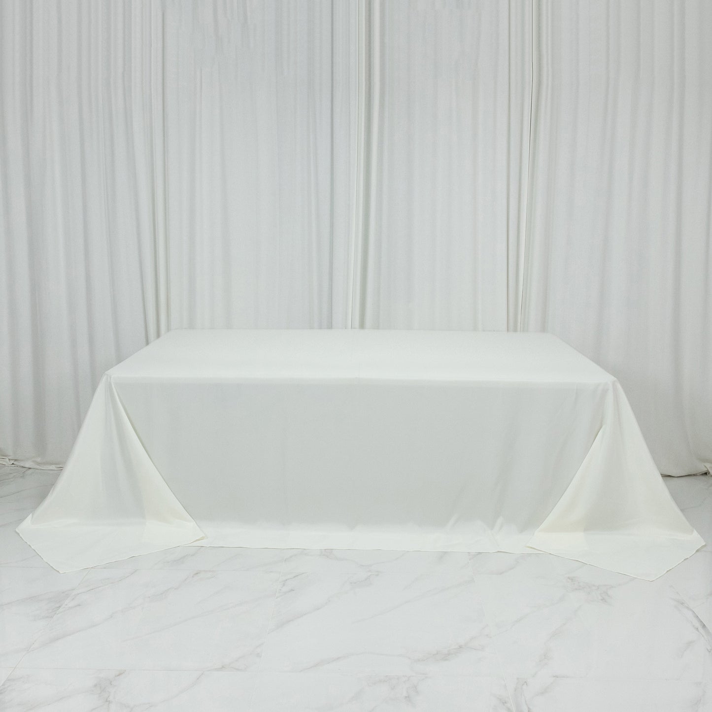 Ivory Polyester Rectangular King Tablecloth – 108" x 156" Extra-Wide, Wrinkle-Resistant Banquet Linen for Catering, Events & 8ft Tables