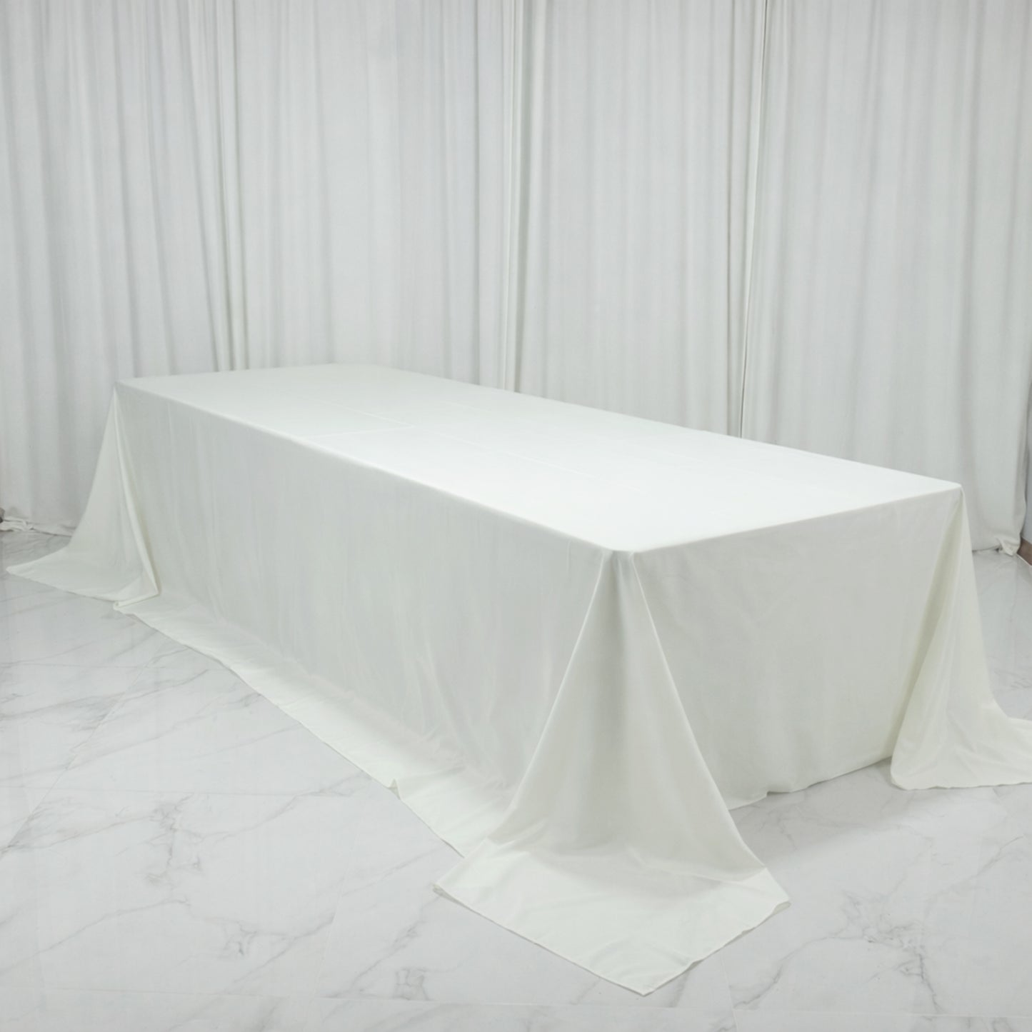 Ivory Polyester Rectangular King Tablecloth – 108" x 156" Extra-Wide, Wrinkle-Resistant Banquet Linen for Catering, Events & 8ft Tables