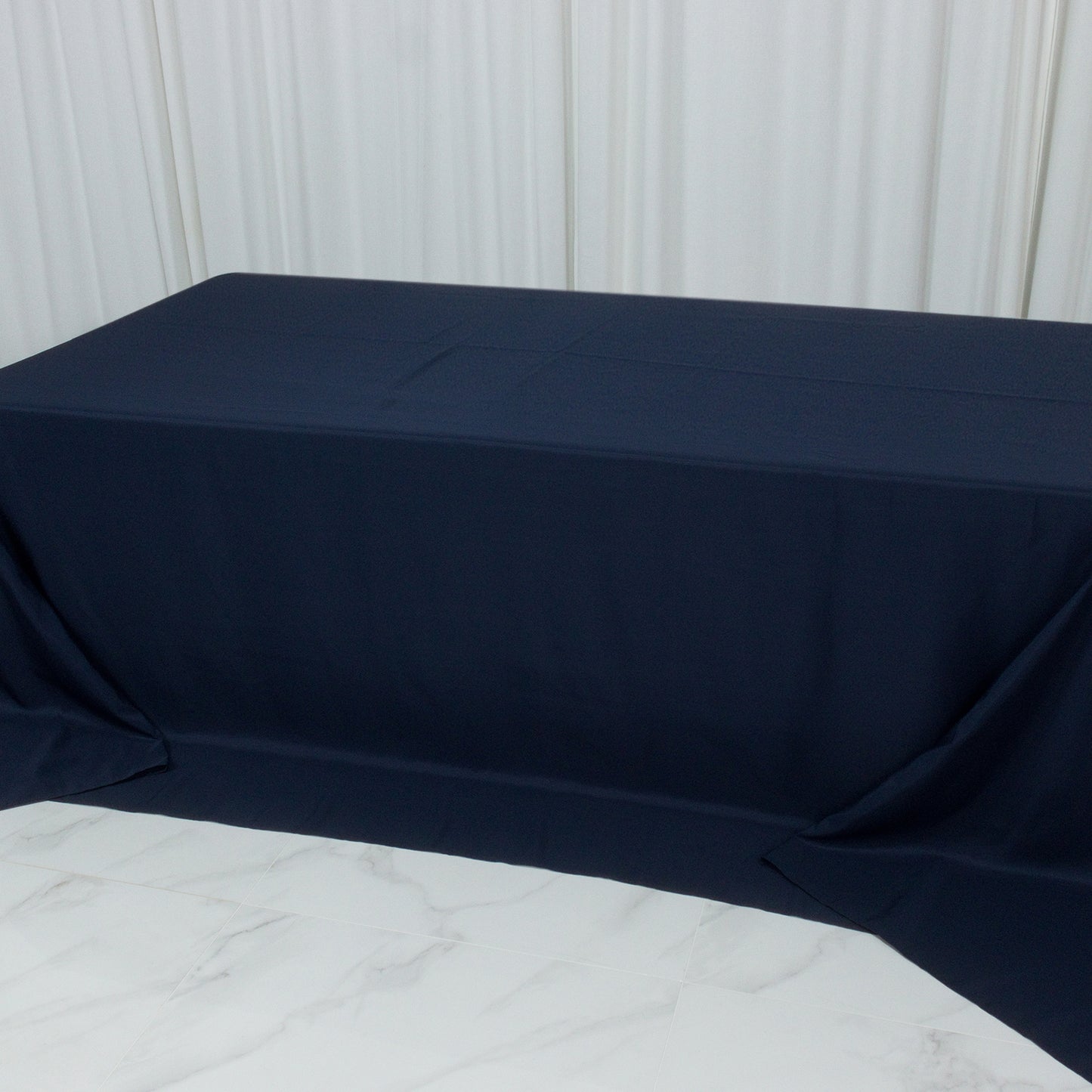 Navy Blue Polyester Rectangular King Tablecloth – 108" x 156" Extra-Wide, Wrinkle-Resistant Banquet Linen for Catering, Events & 8ft Tables