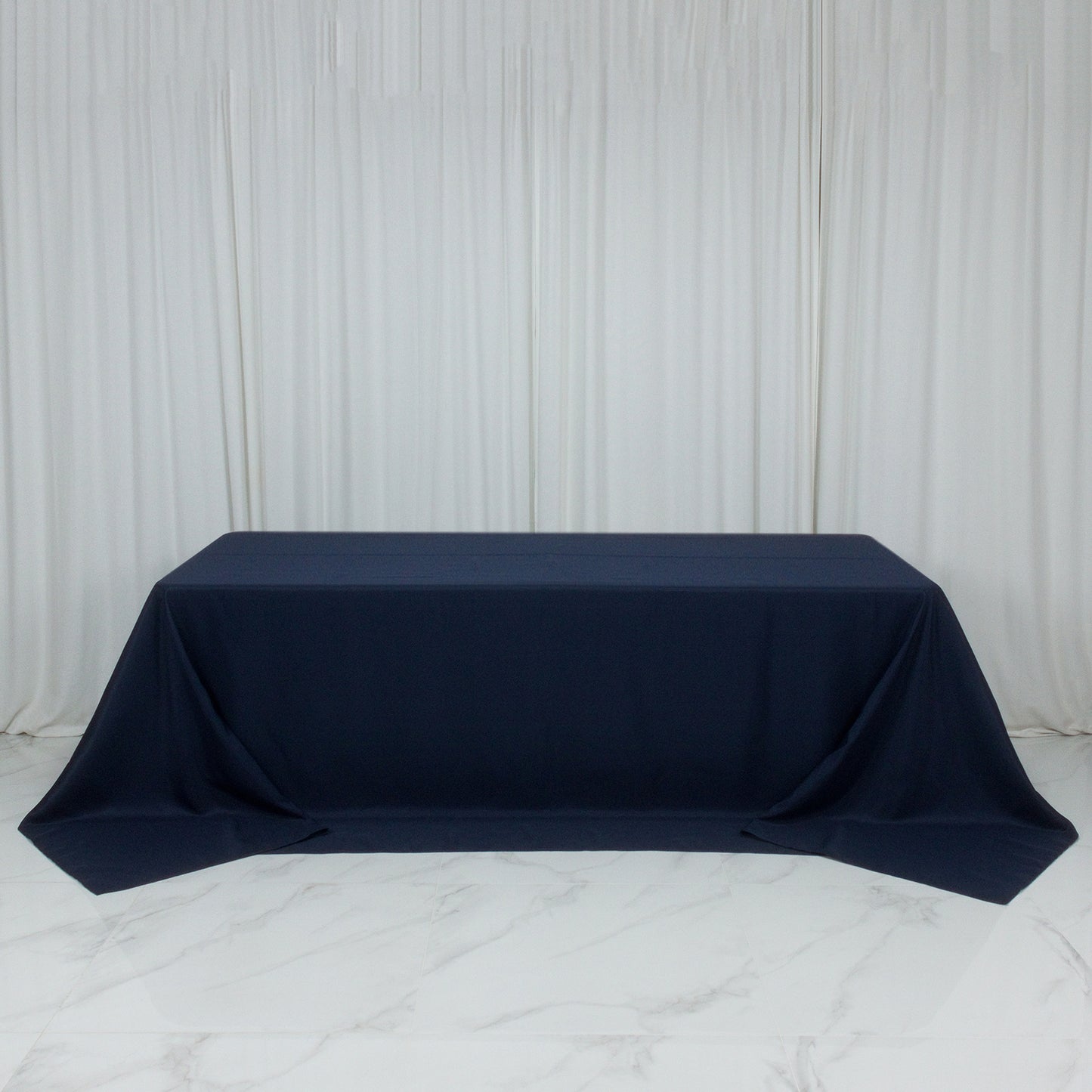 Navy Blue Polyester Rectangular King Tablecloth – 108" x 156" Extra-Wide, Wrinkle-Resistant Banquet Linen for Catering, Events & 8ft Tables