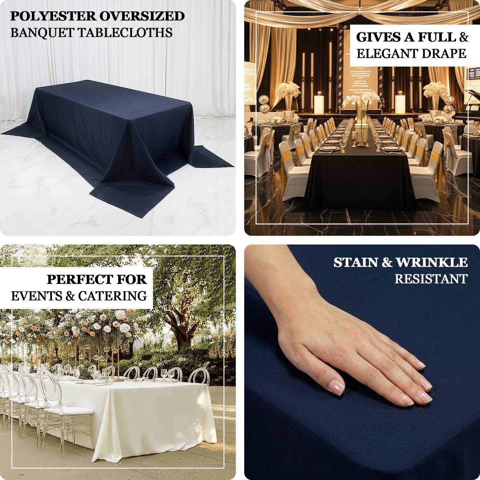 Polyester Rectangular King Tablecloth – 108" x 156" Extra-Wide, Wrinkle-Resistant Banquet Linen