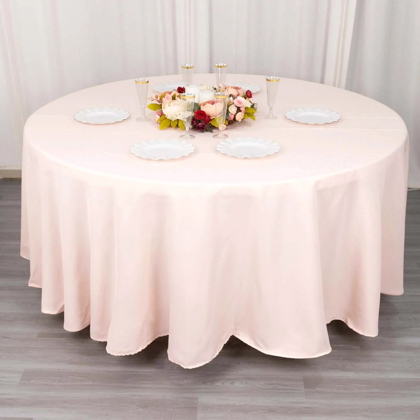 108" Blush Premium Polyester Round Tablecloth - 220GSM