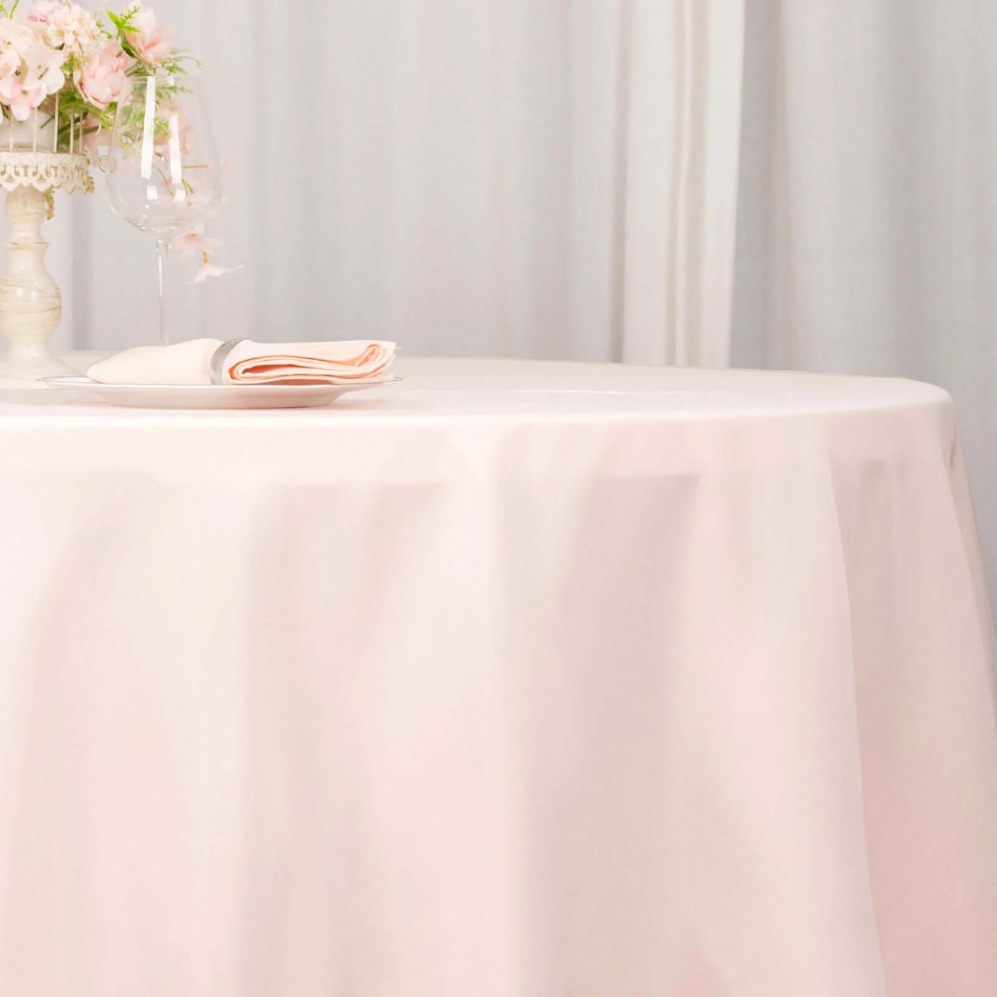 108" Blush Premium Polyester Round Tablecloth - 220GSM