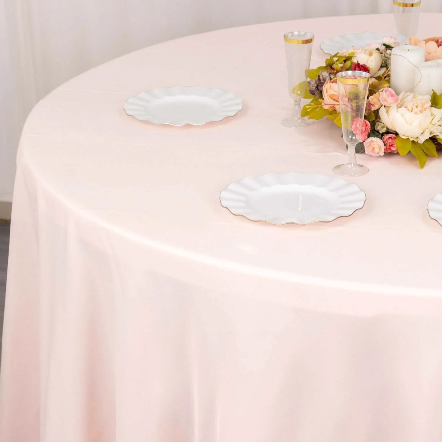 108" Blush Premium Polyester Round Tablecloth - 220GSM