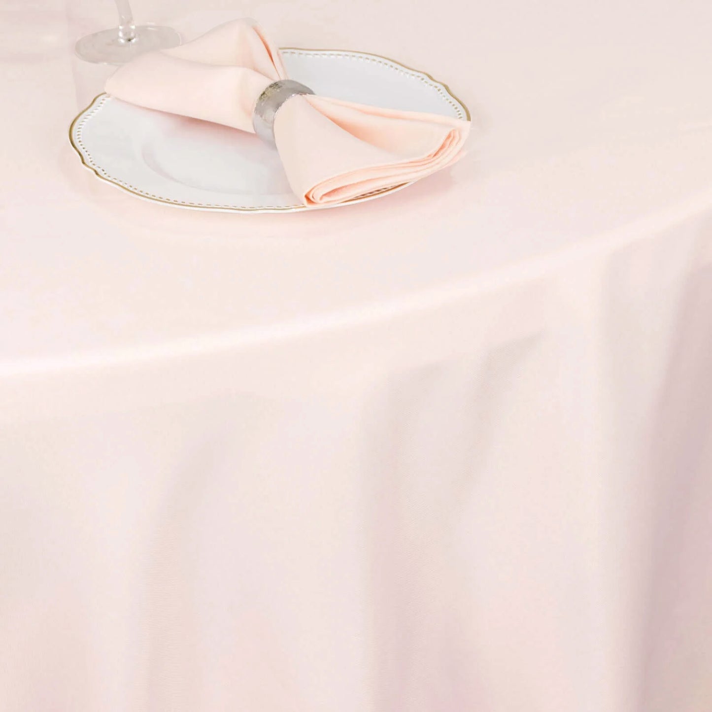 108" Blush Premium Polyester Round Tablecloth - 220GSM