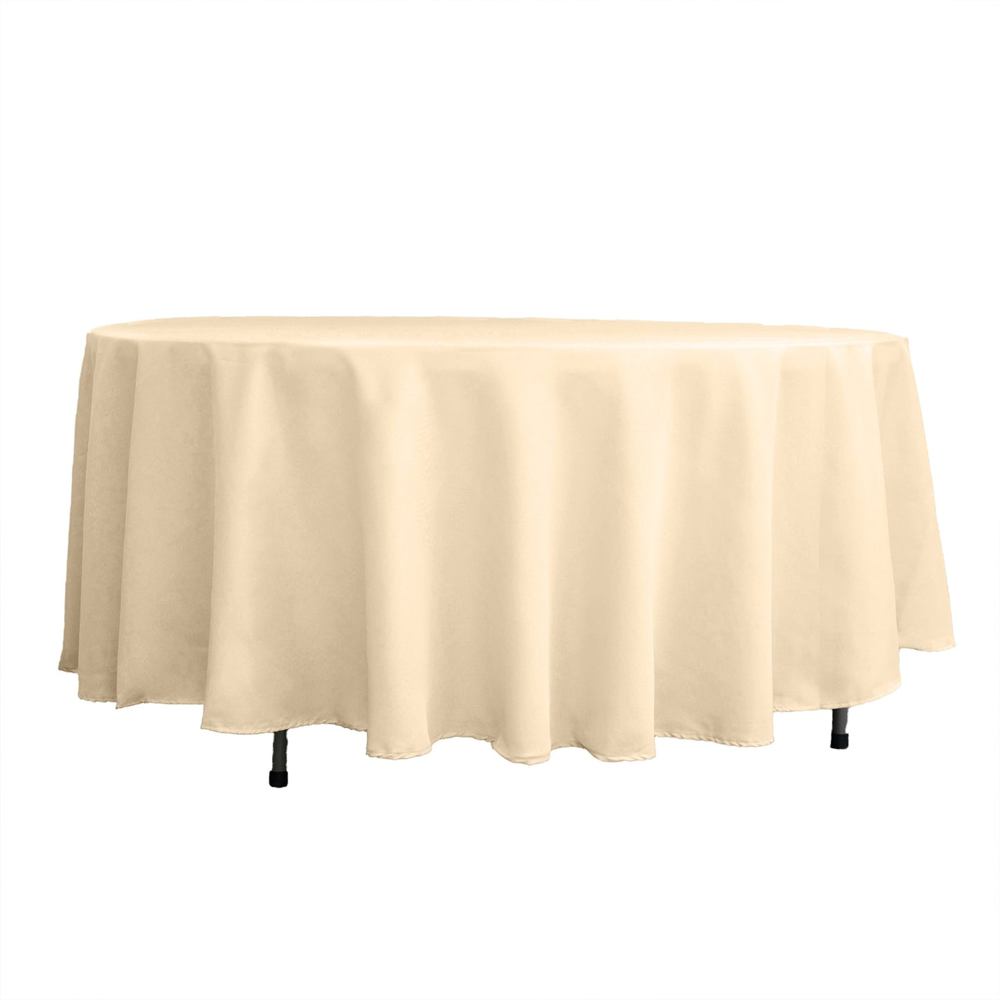 Round Beige Polyester Tablecloth 108 Inch 