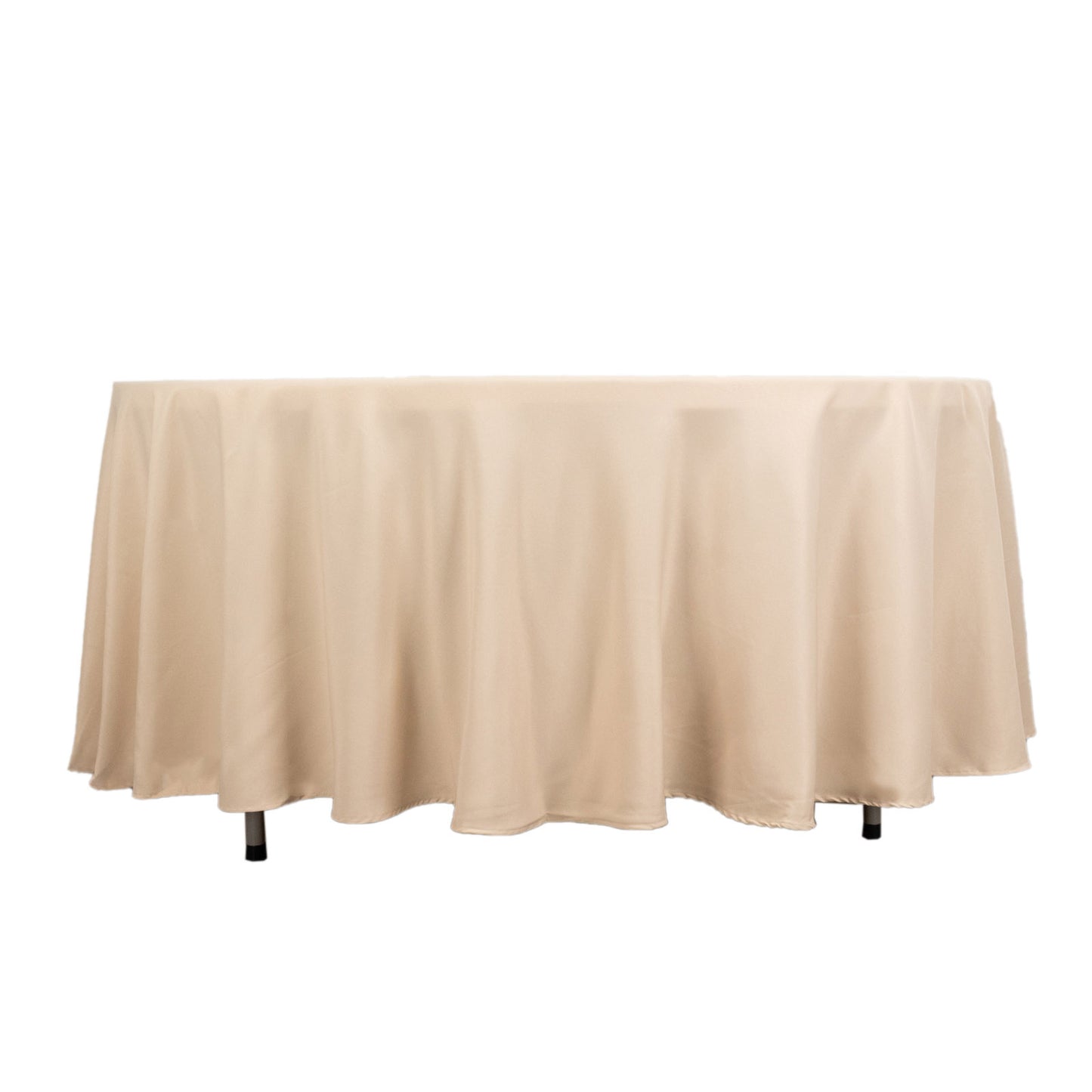 108" Beige Premium Polyester Round Tablecloth - 220GSM