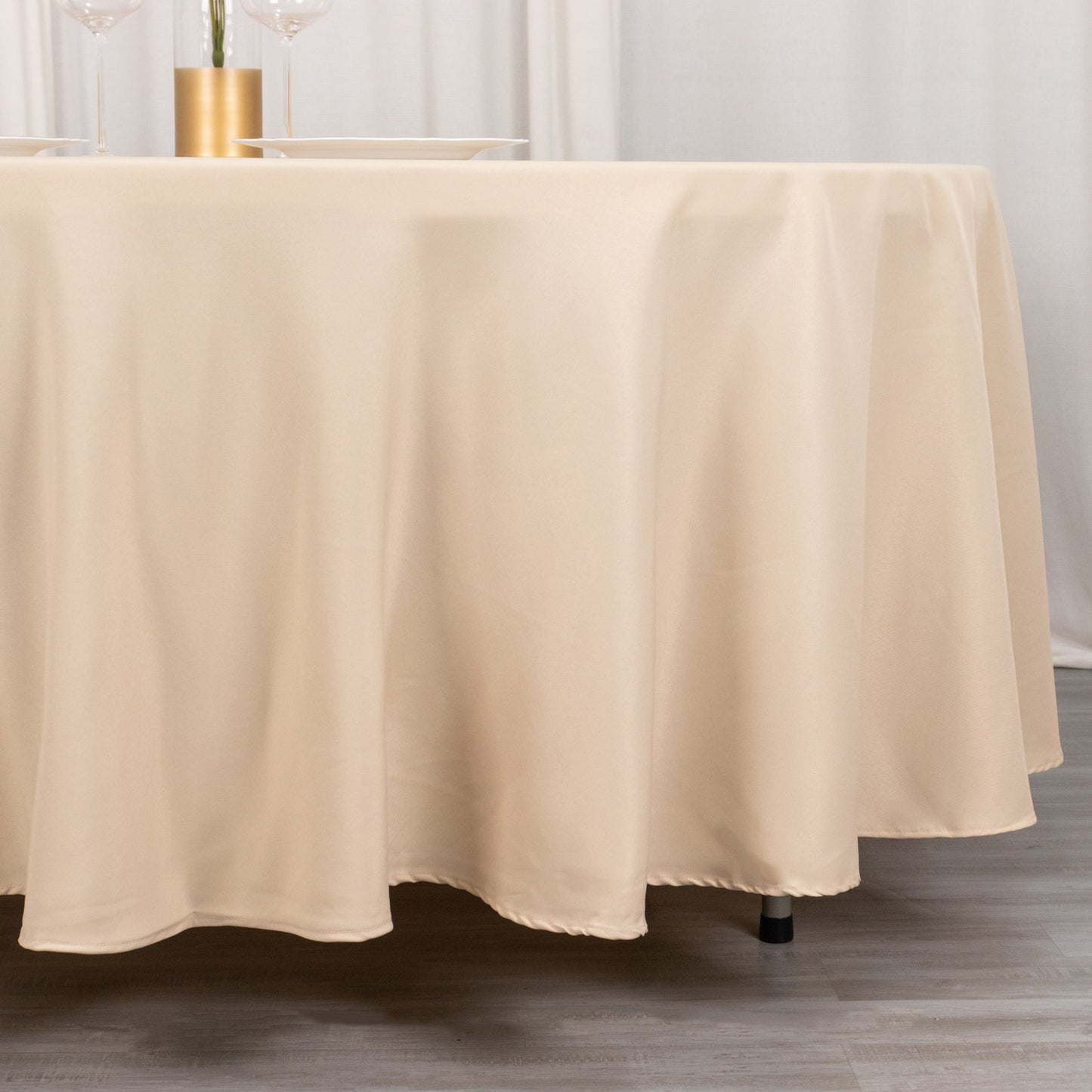 108" Beige Premium Polyester Round Tablecloth - 220GSM