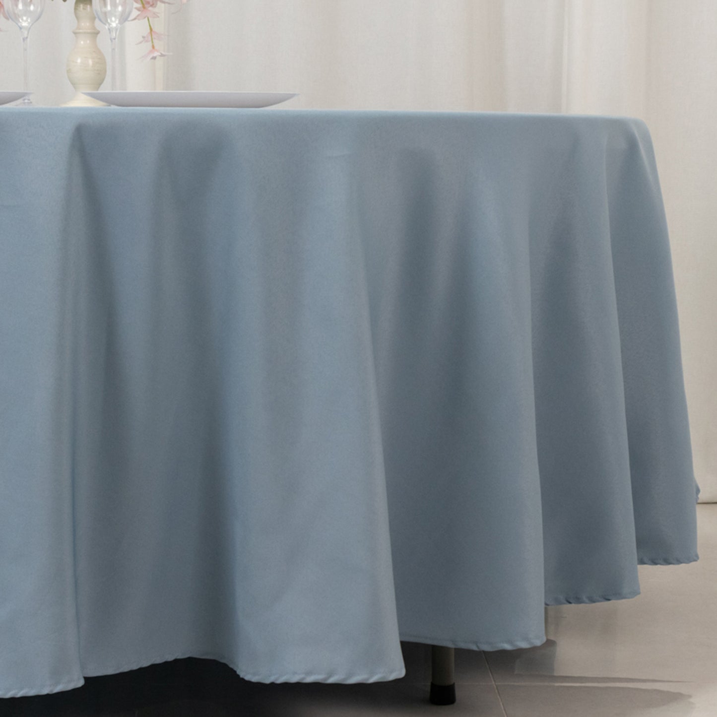 108" Dusty Blue Premium Polyester Round Tablecloth - 220GSM