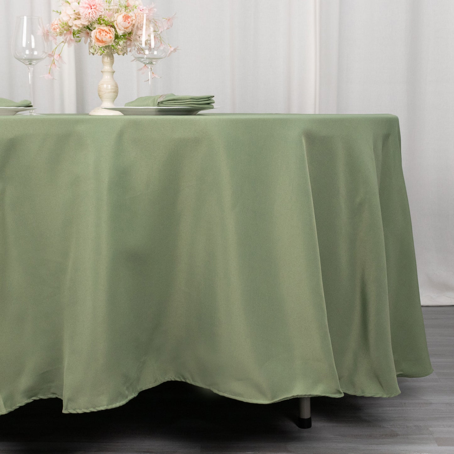 108" Dusty Sage Green Premium Polyester Round Tablecloth - 220GSM