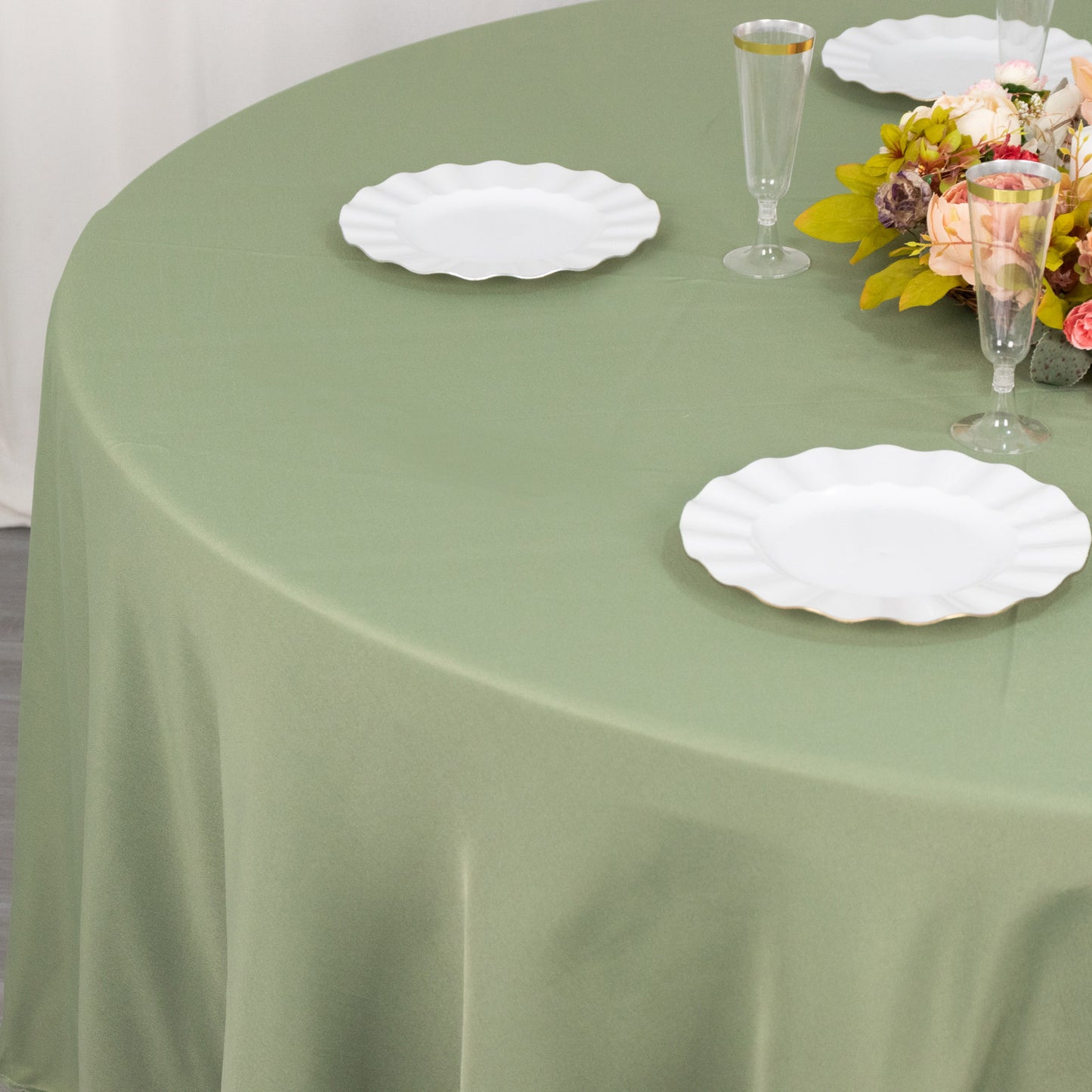 108" Dusty Sage Green Premium Polyester Round Tablecloth - 220GSM