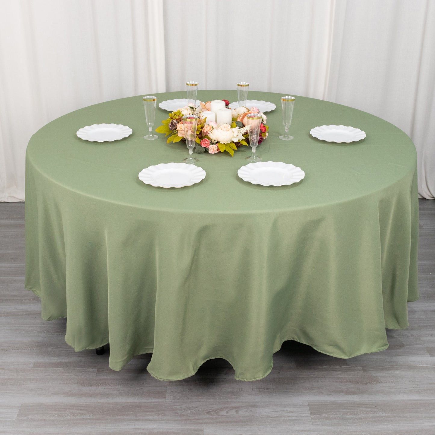 108" Dusty Sage Green Premium Polyester Round Tablecloth - 220GSM