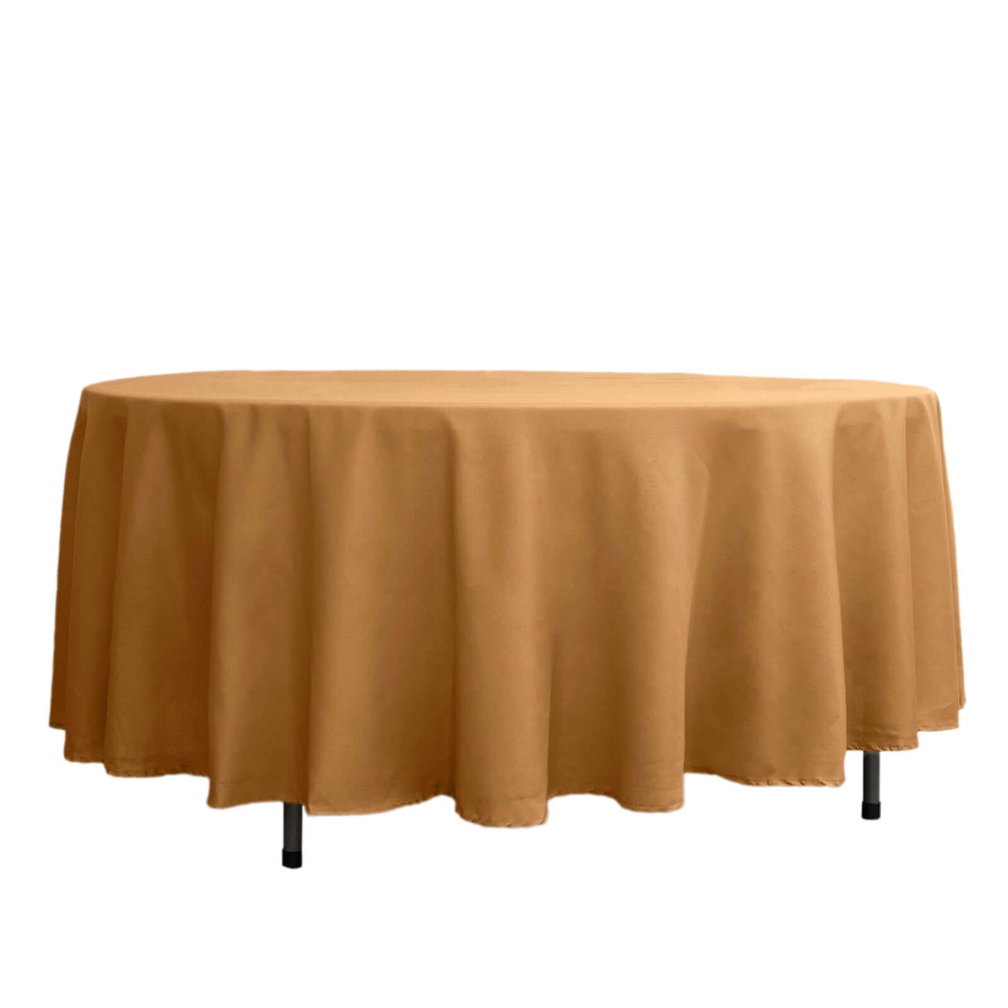 108inches Gold Polyester Round Tablecloth