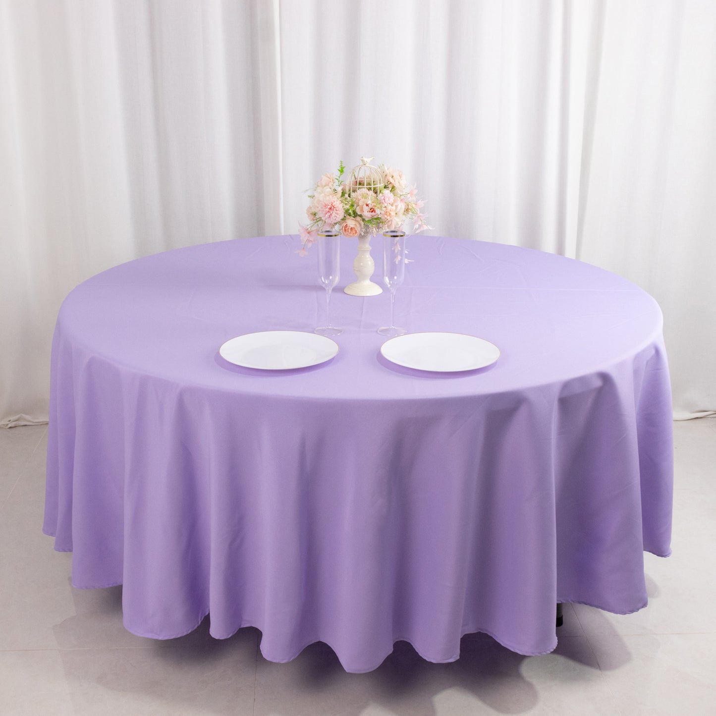 108" Lavender Lilac Premium Polyester Round Tablecloth - 220GSM