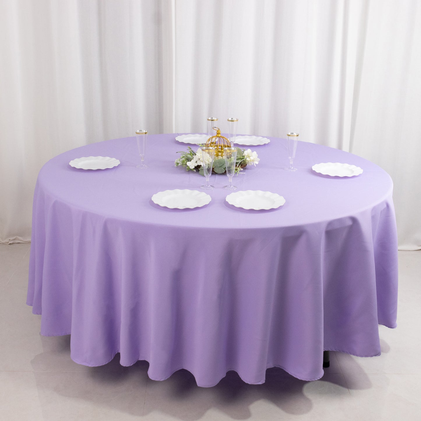 108" Lavender Lilac Premium Polyester Round Tablecloth - 220GSM