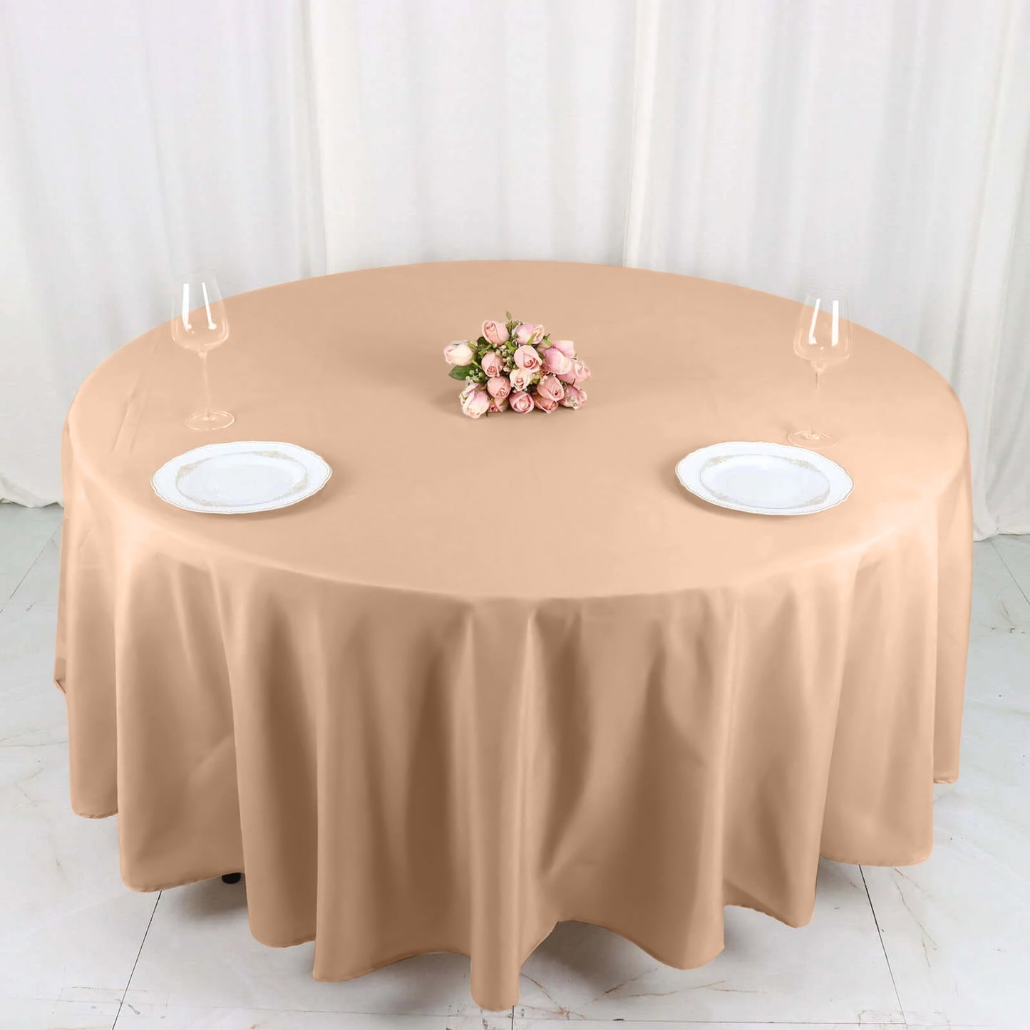 Tablecloth 108 Inch Size Nude Polyester For Round Table