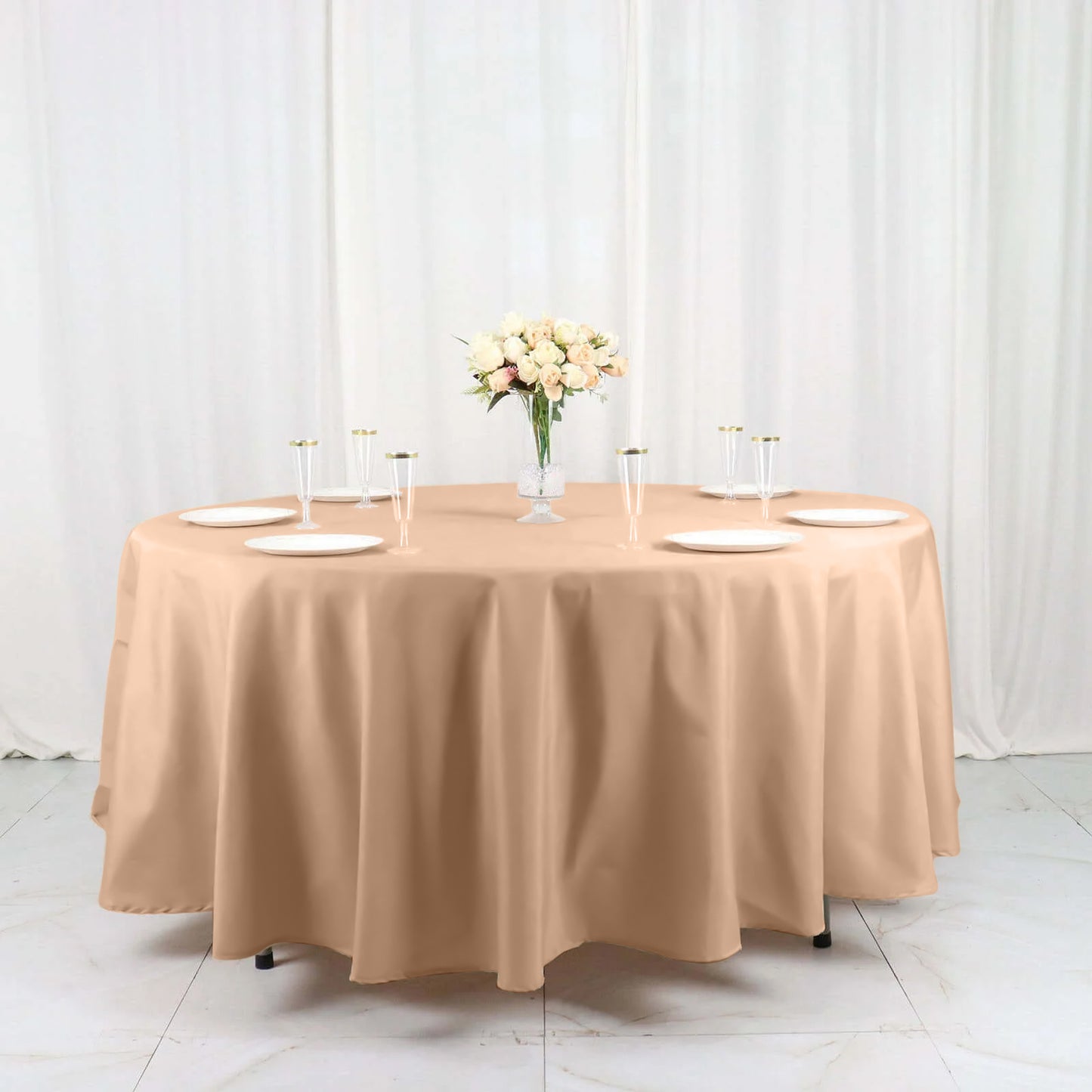 108" Nude Polyester Round Tablecloth