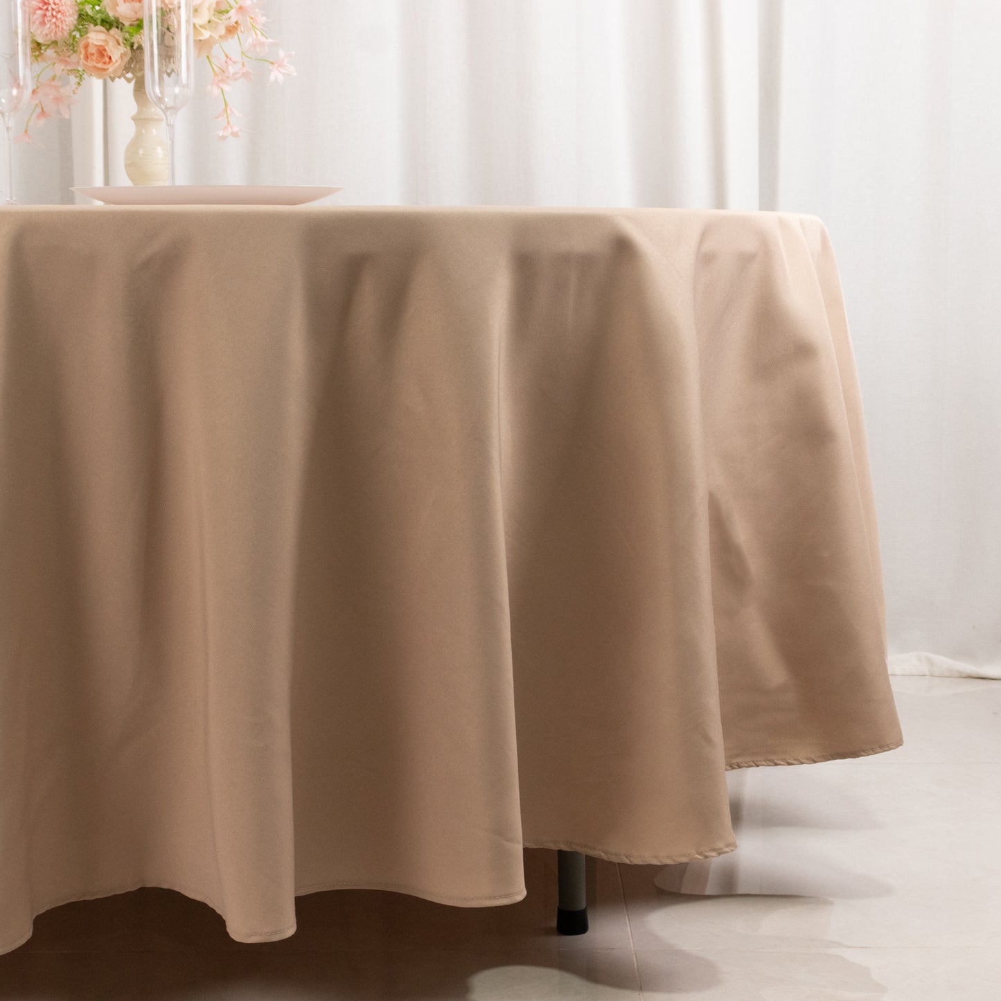108" Nude Premium Polyester Round Tablecloth - 220GSM
