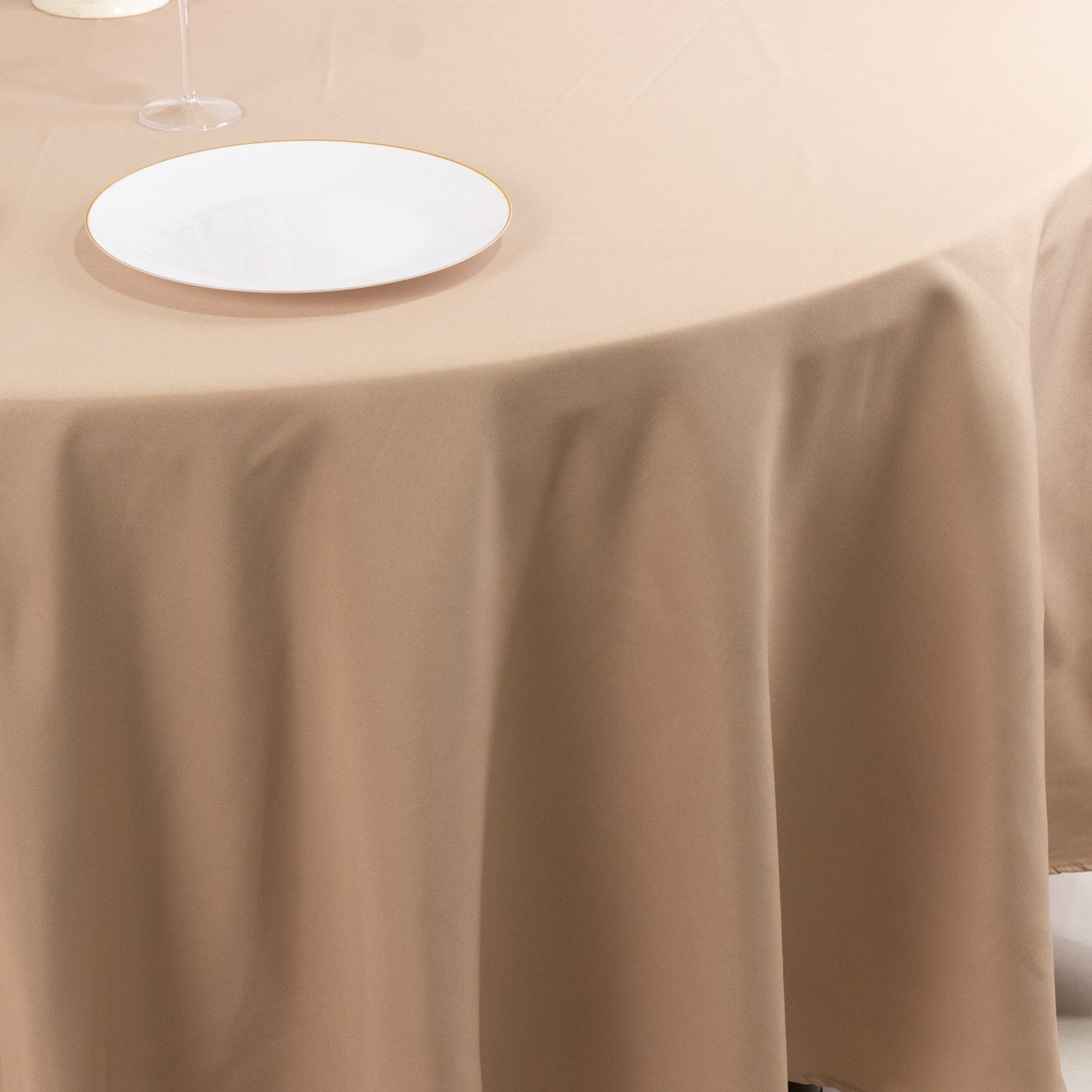 108" Nude Premium Polyester Round Tablecloth - 220GSM