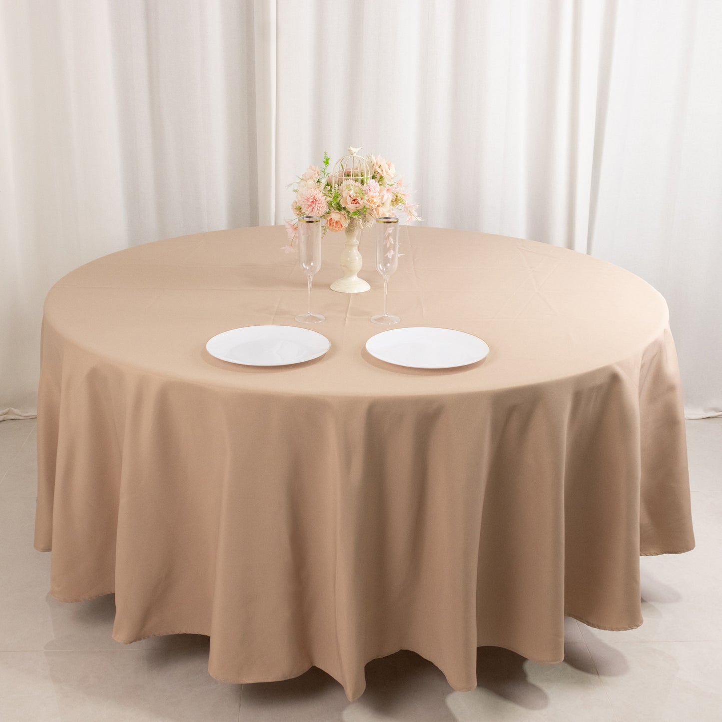 108" Nude Premium Polyester Round Tablecloth - 220GSM