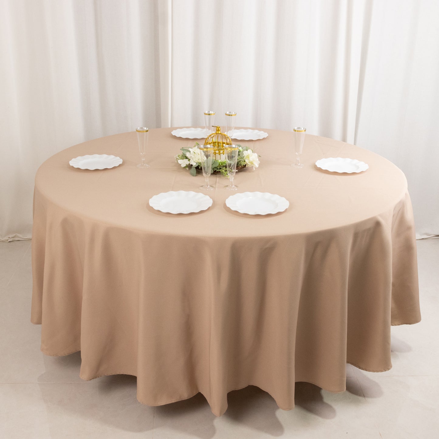 108" Nude Premium Polyester Round Tablecloth - 220GSM