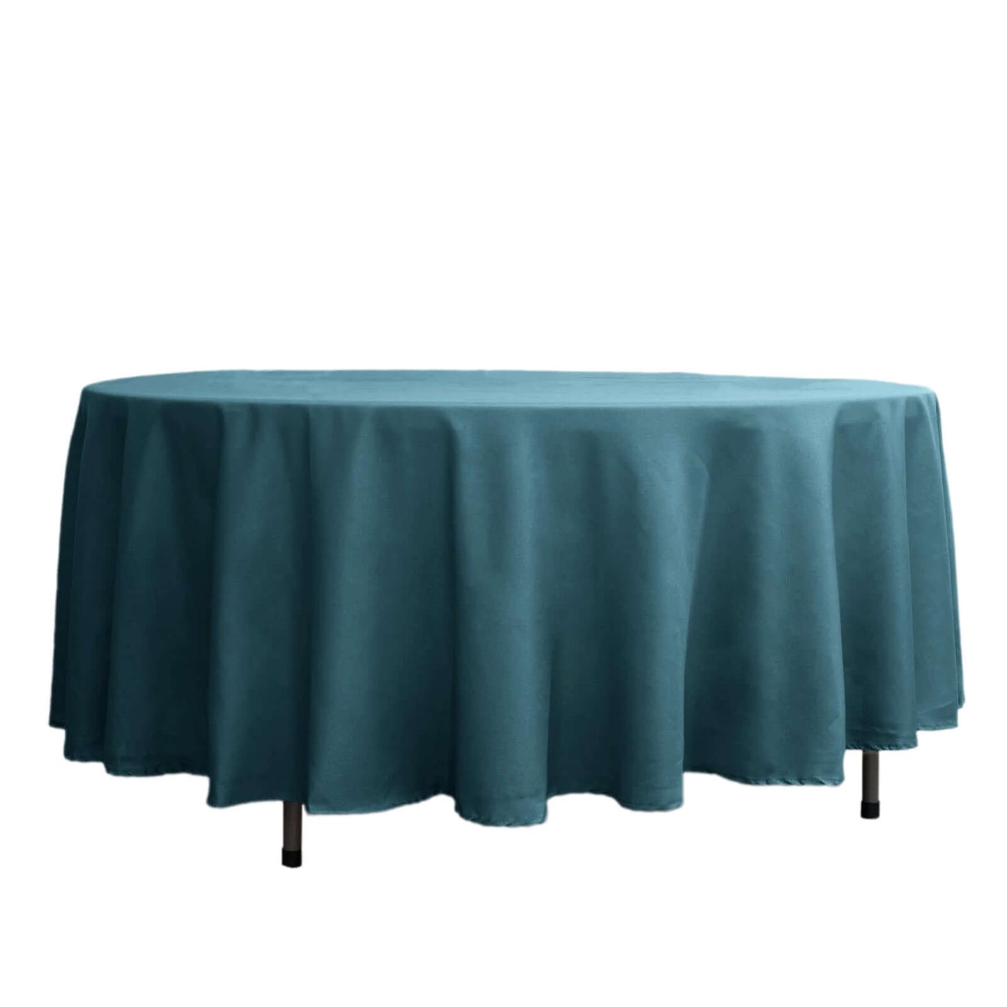 Peacock Teal Round Tablecloth 108 Inches Polyester