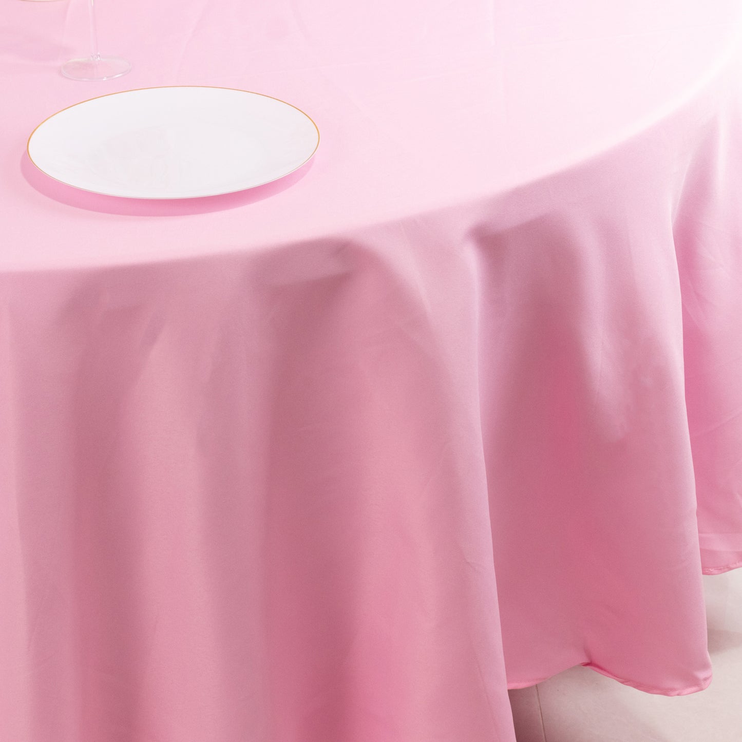 108" Pink Premium Polyester Round Tablecloth - 220GSM