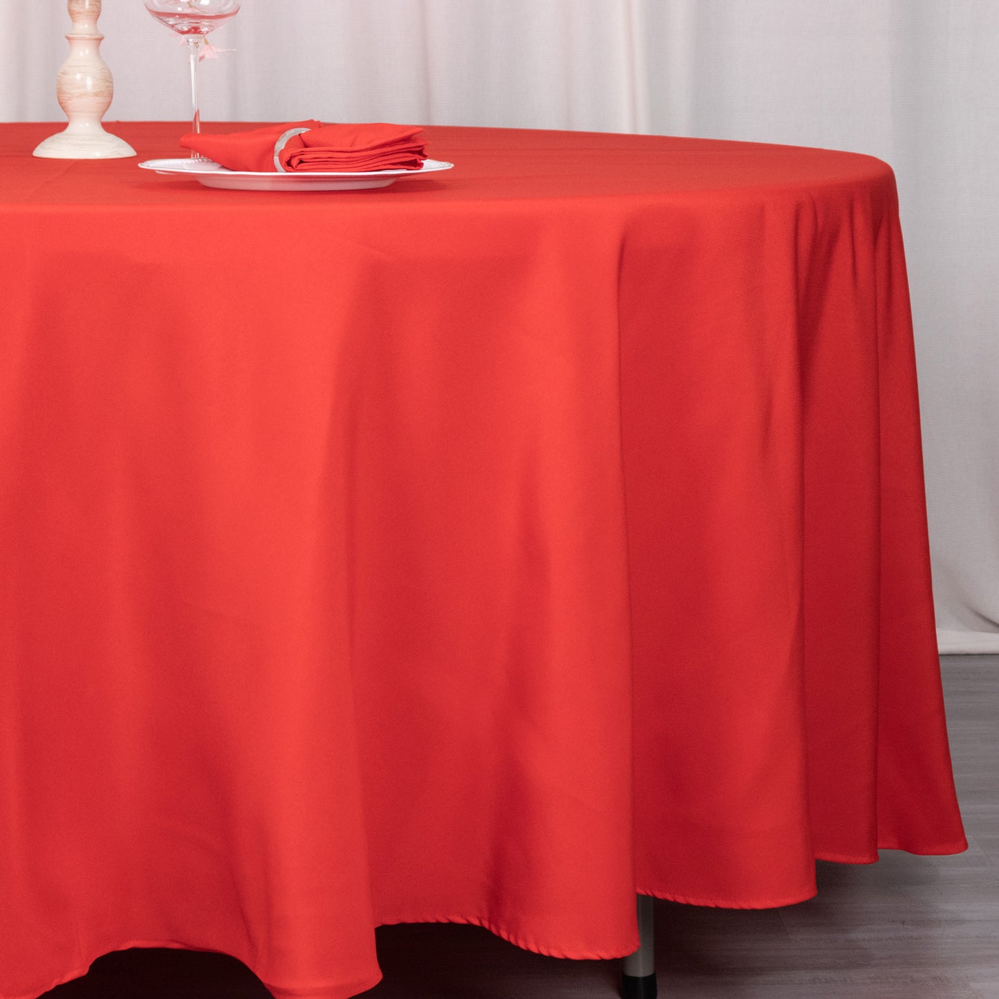 108" Red Premium Polyester Round Tablecloth - 220GSM