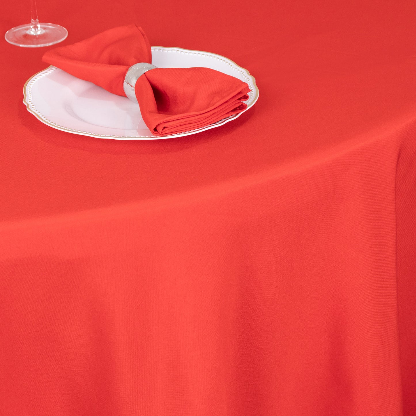 108" Red Premium Polyester Round Tablecloth - 220GSM