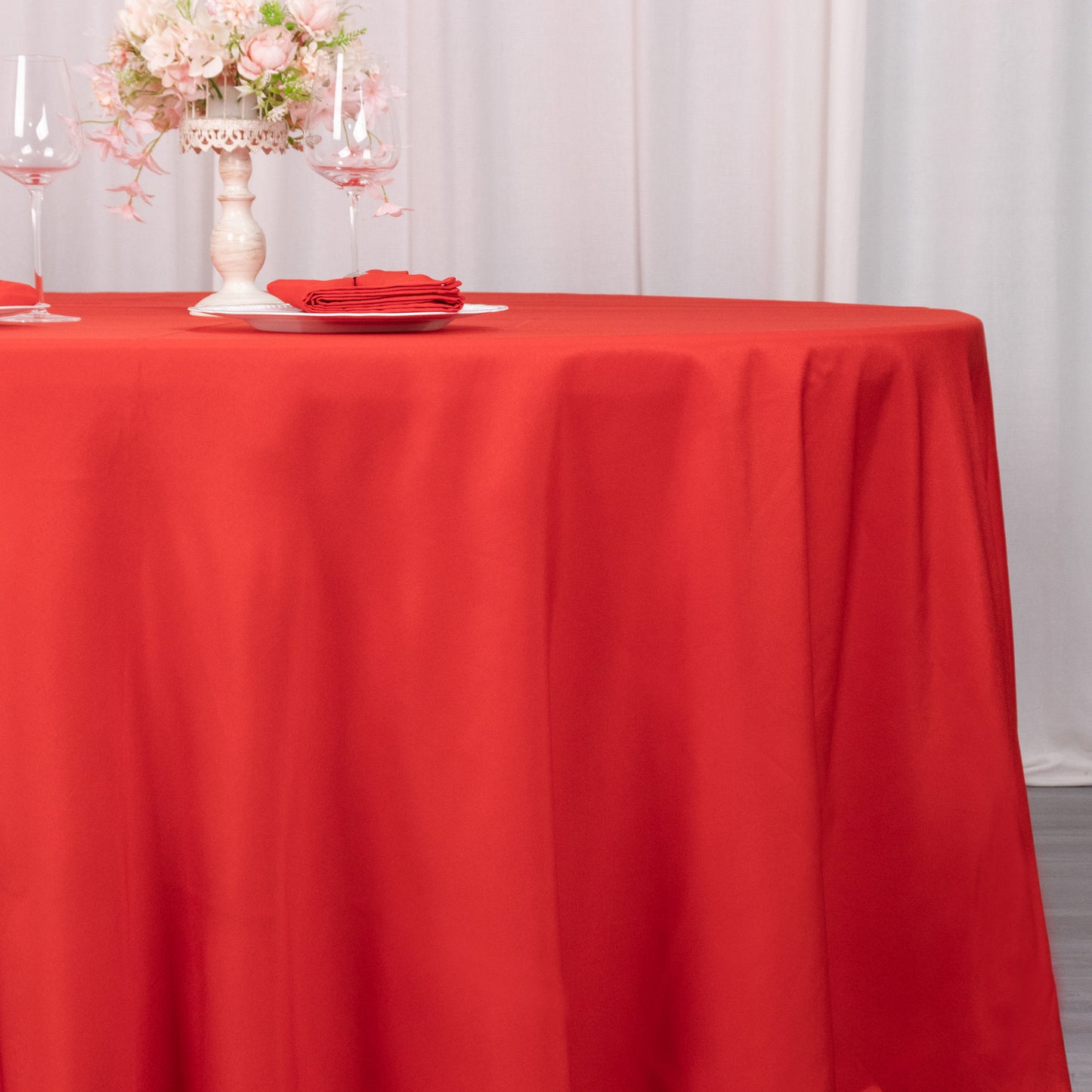 108" Red Premium Polyester Round Tablecloth - 220GSM