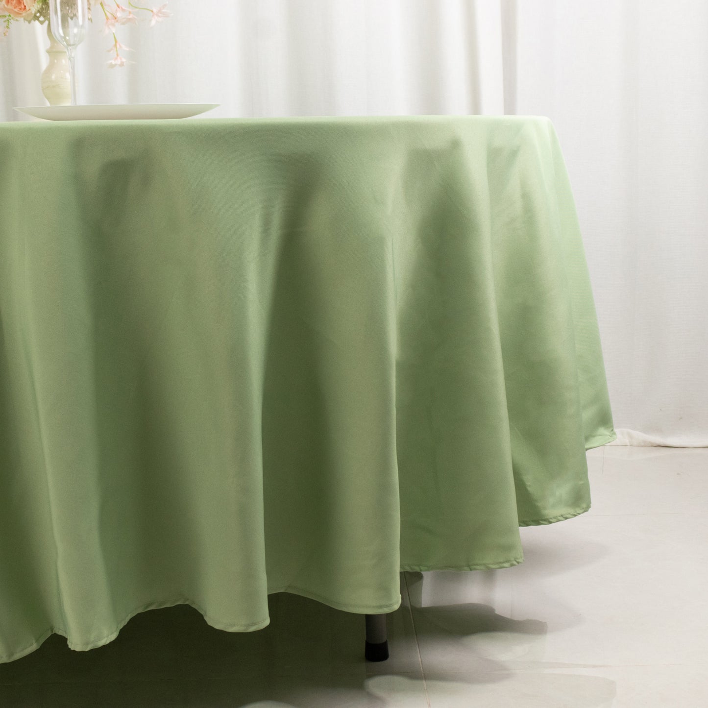 108" Sage Green Premium Polyester Round Tablecloth - 220GSM