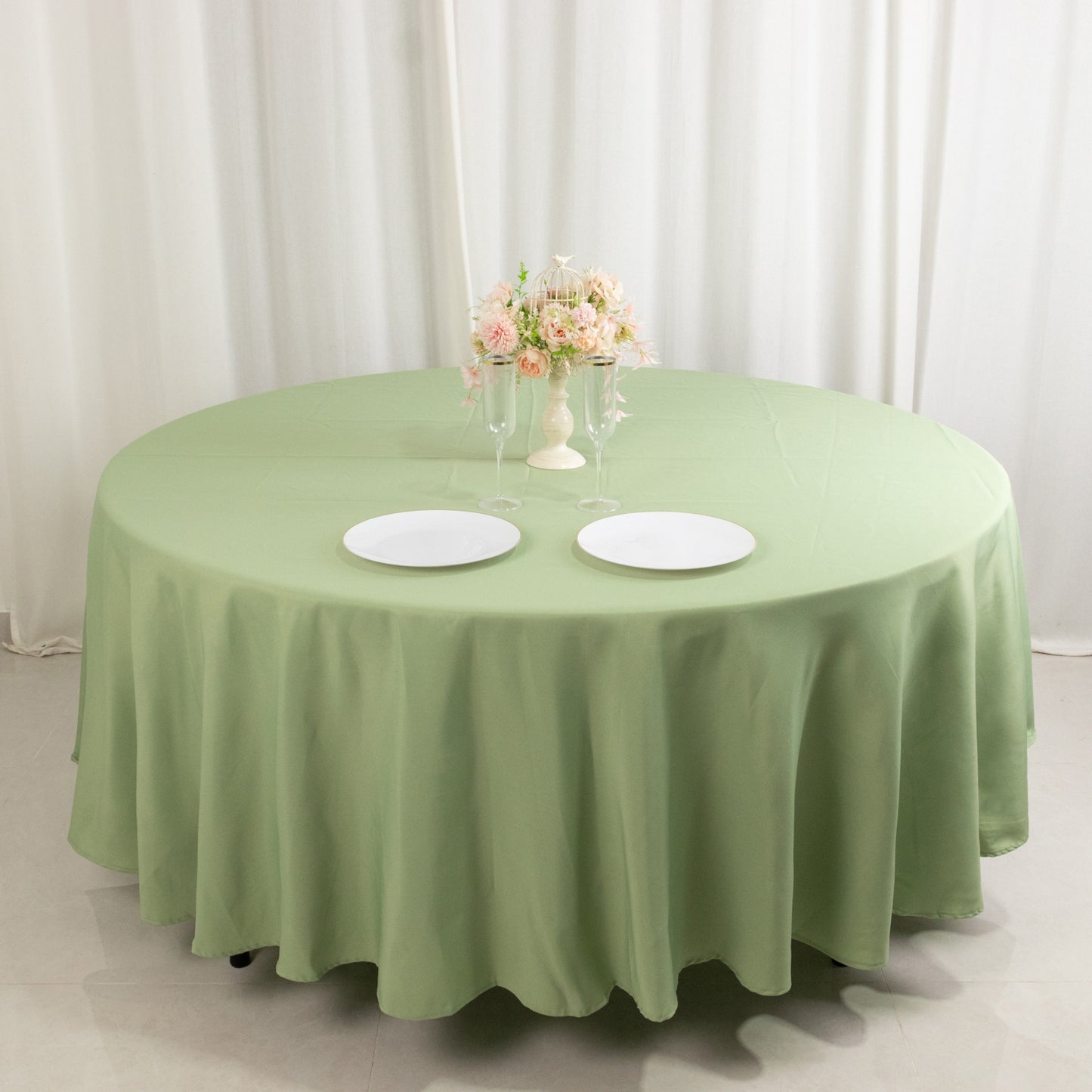 108" Sage Green Premium Polyester Round Tablecloth - 220GSM