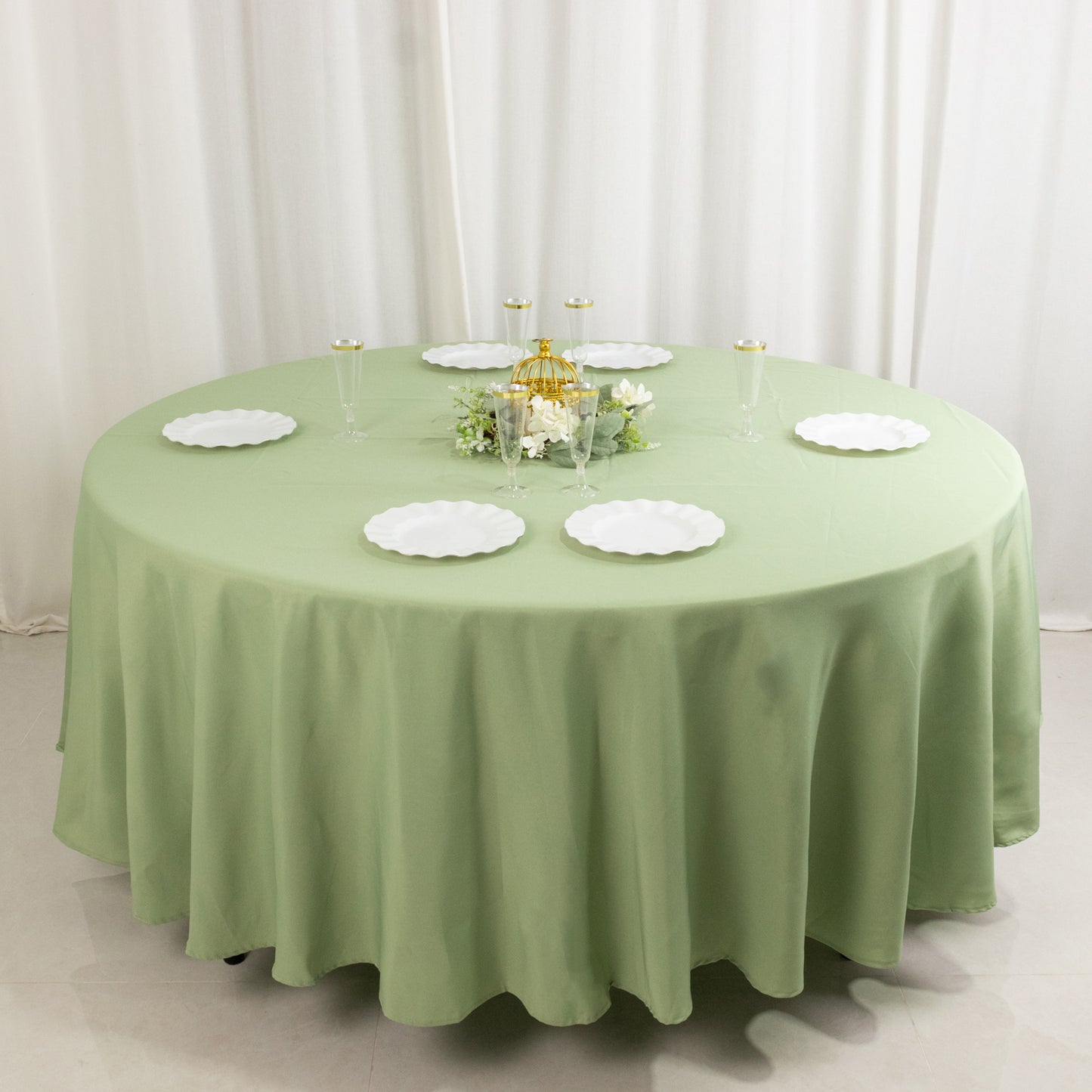 108" Sage Green Premium Polyester Round Tablecloth - 220GSM