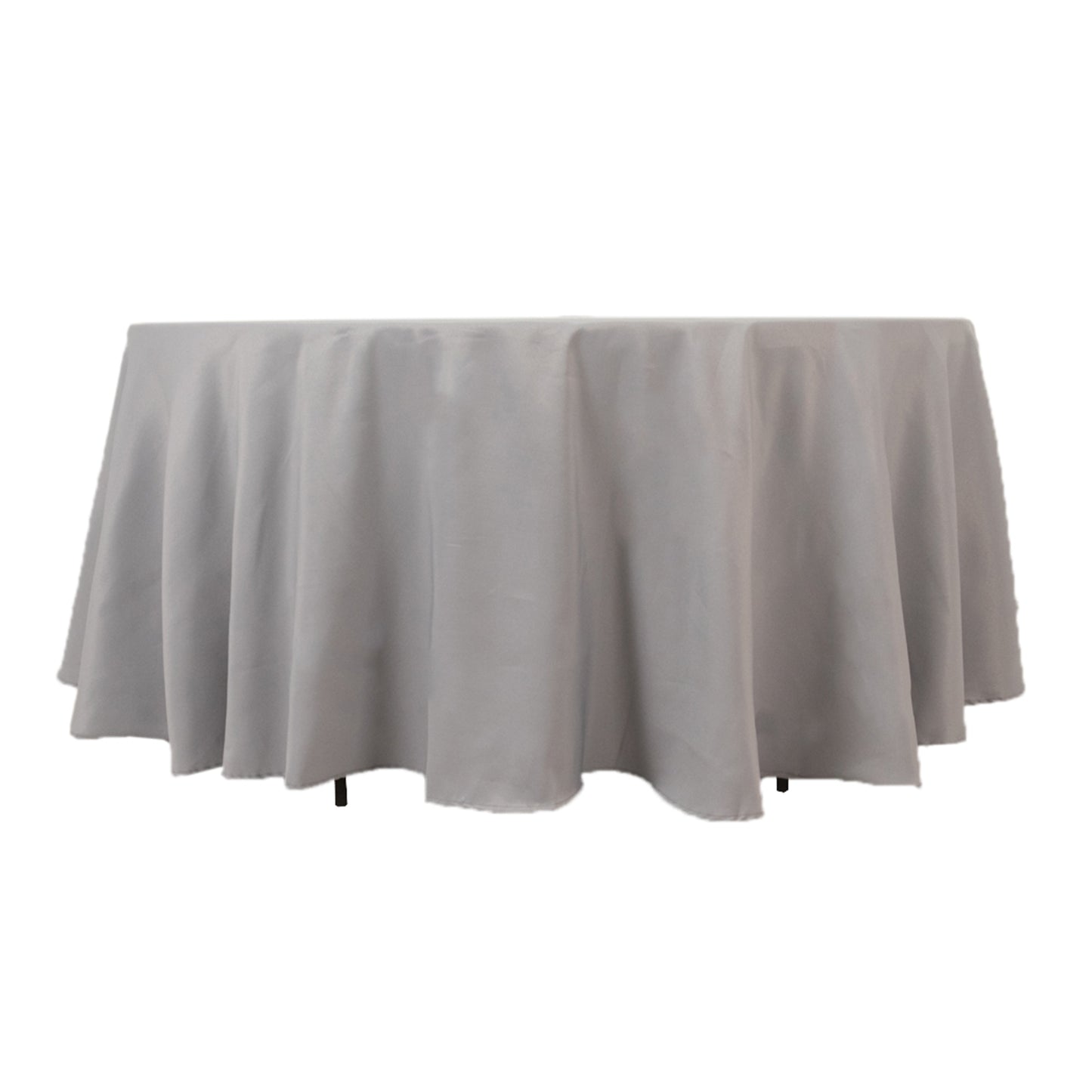 108" Silver Premium Polyester Round Tablecloth - 220GSM