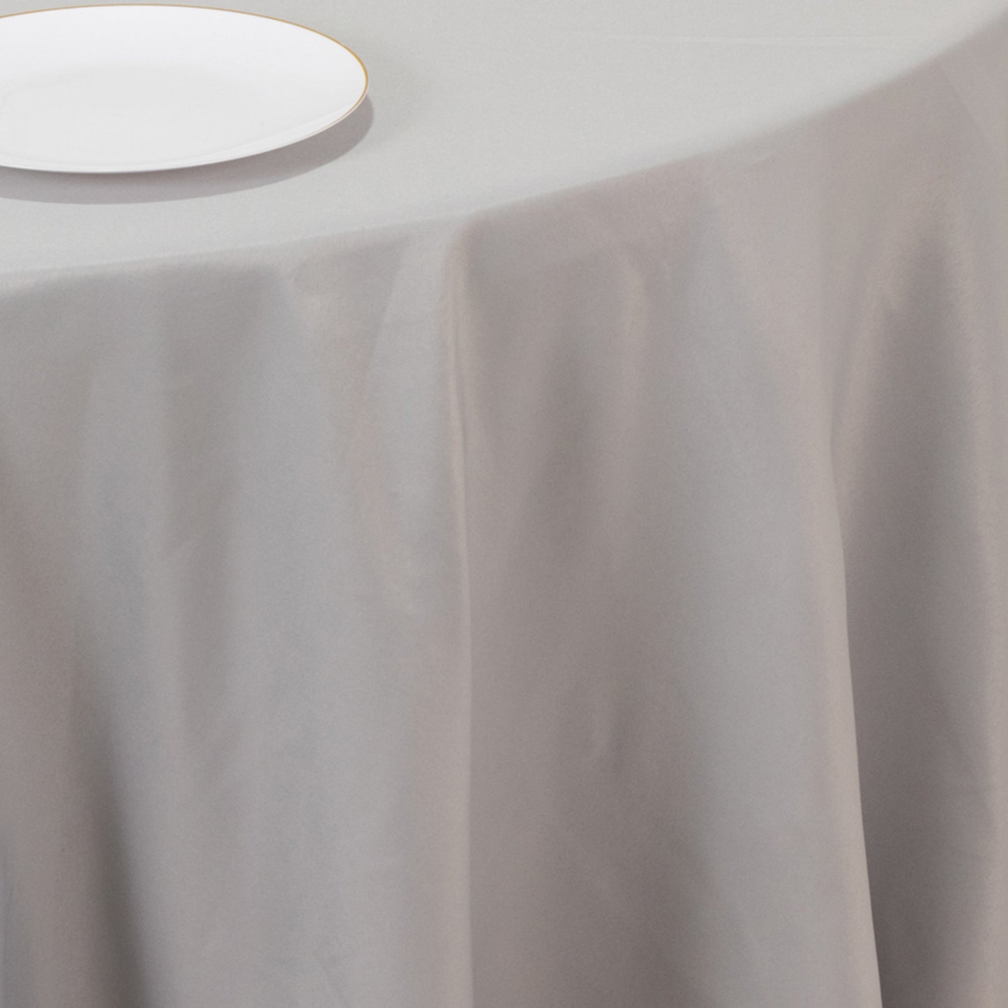 108" Silver Premium Polyester Round Tablecloth - 220GSM