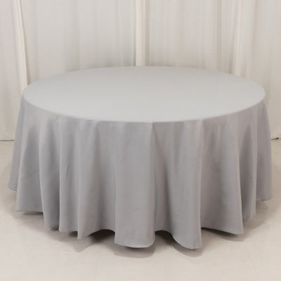 Luxurious Silver Premium Polyester Round Tablecloth