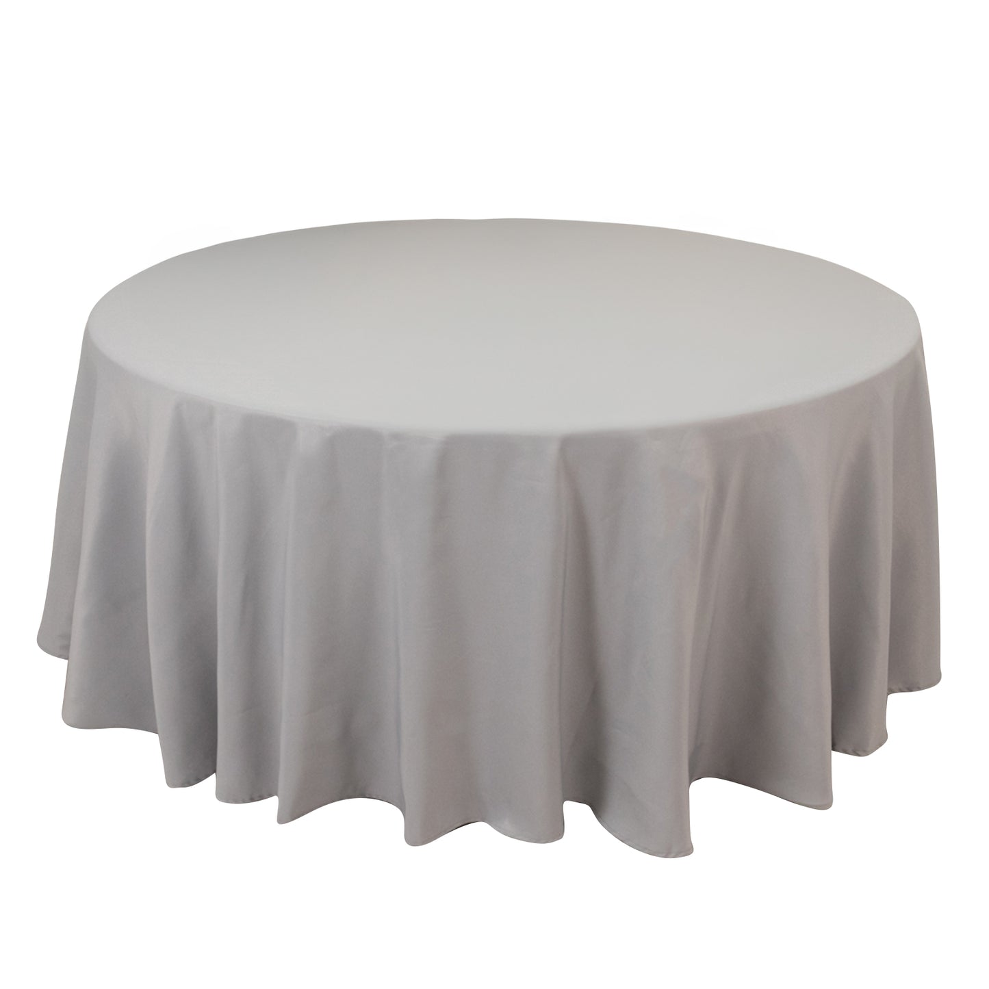 108" Silver Premium Polyester Round Tablecloth - 220GSM