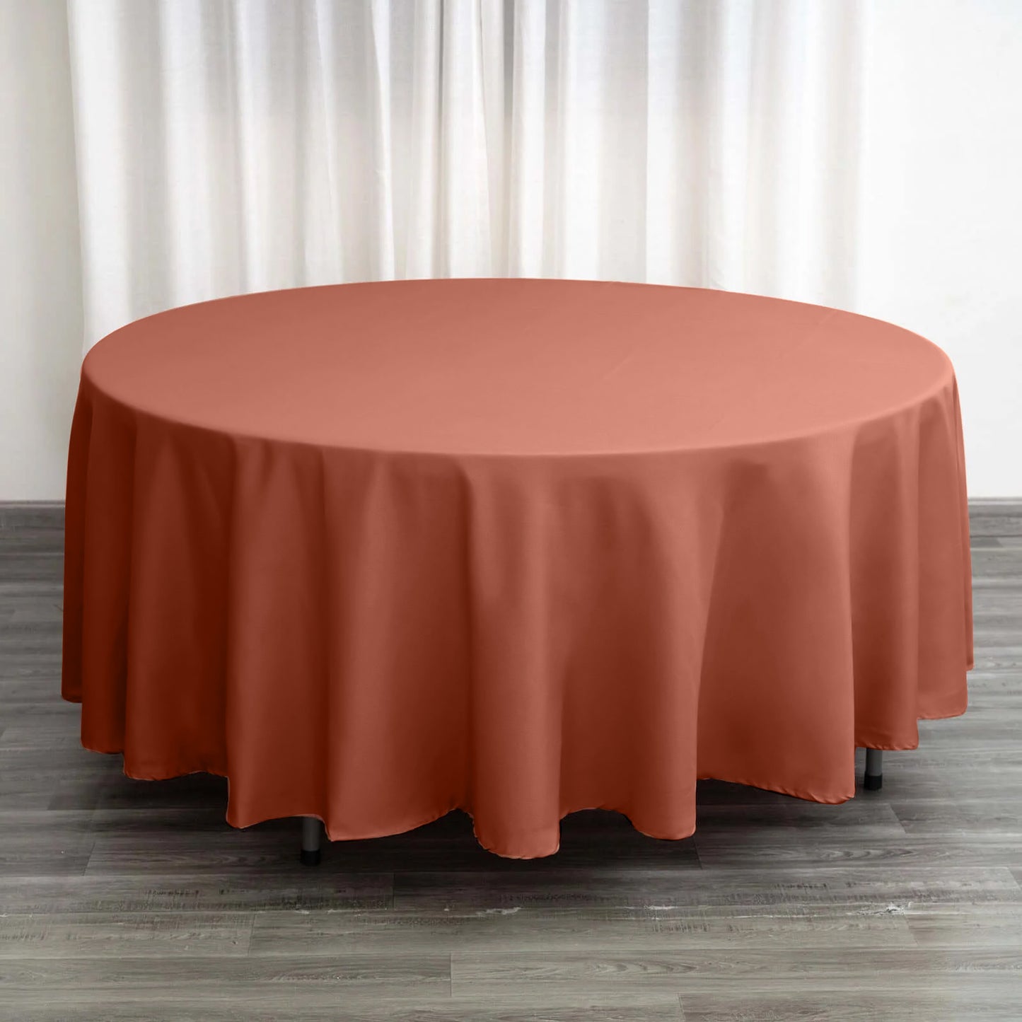 108" Terracotta (Rust) Polyester Round Tablecloth