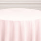 Blush round tablecloth for elegant table settings.