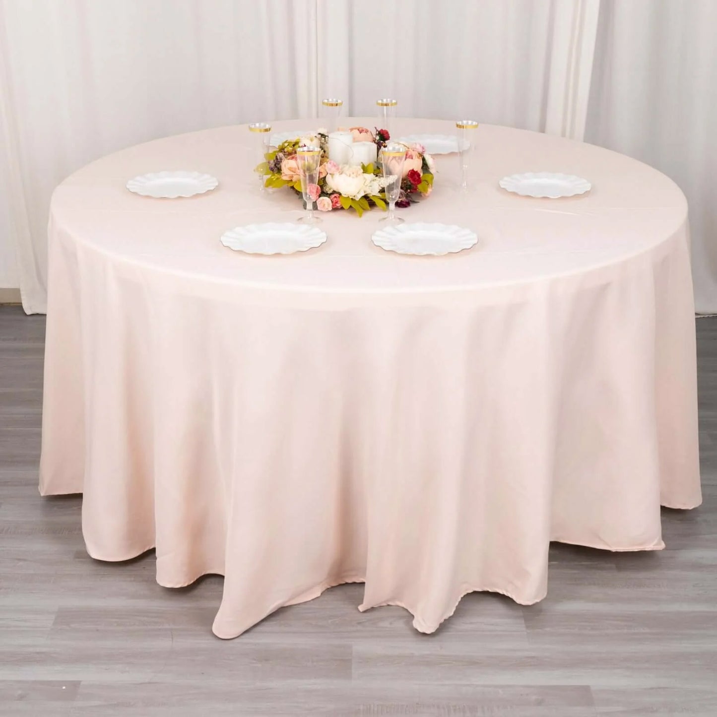 120" Blush Seamless Premium Polyester Round Tablecloth - 220GSM