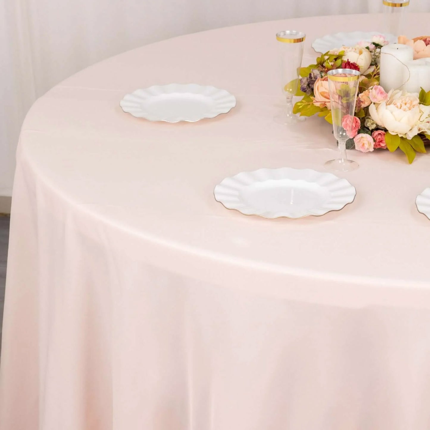 120" Blush Seamless Premium Polyester Round Tablecloth - 220GSM