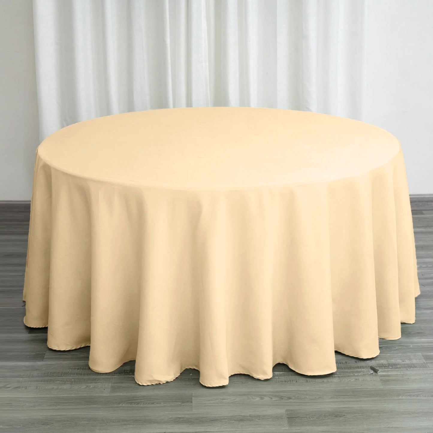 120" Beige Seamless Polyester Round Tablecloth