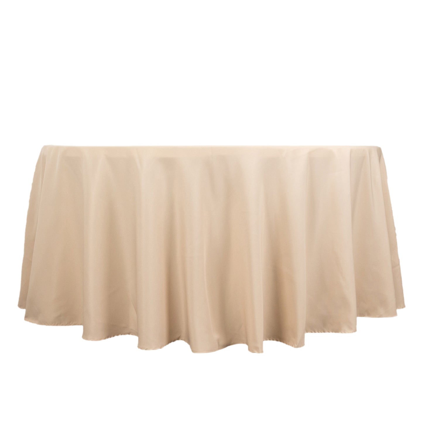 120" Beige Seamless Premium Polyester Round Tablecloth - 220GSM